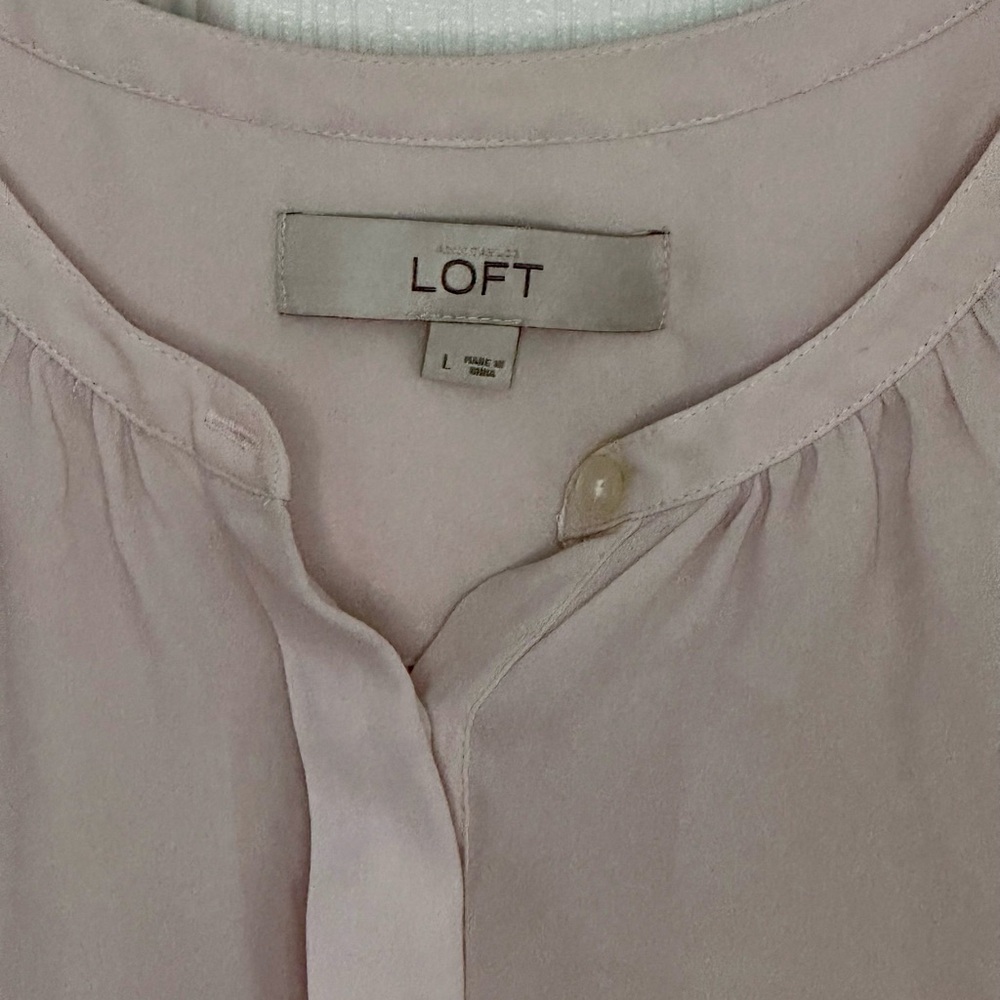 LOFT Sleeveless Henley Blouse in Light Pink - Picture 5 of 9
